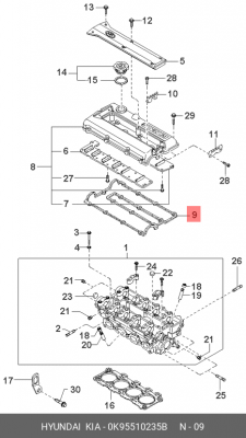 Прокладка клапанной крышки Hyundai/Kia 0K95510235B 0K95510235B HYUNDAI KIA