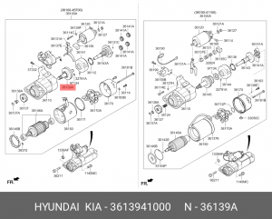 Привод стартера HYUNDAI HD65,72,78,County дв.D4AL,D4DB OE 3613941000 HYUNDAI KIA
