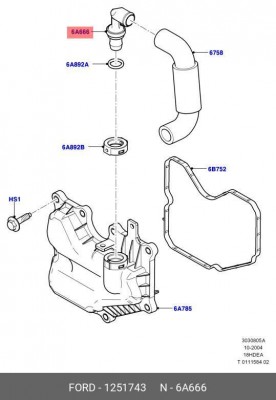 Клапан FORD (Duratec 1.8/2.0) вентиляции картерных газов OE 1251743 FORD