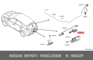 Замок задней двери 90602-JD00B 90602JD00B NISSAN