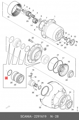 Кольцо уплотнительное 120x5 Scania 2291619 2291619 SCANIA