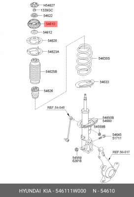 Опора амортизатора KIA Rio (11-) переднего OE 54611-1W000 HYUNDAI KIA