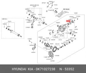 Сальник заднего моста 0K71027238 HYUNDAI KIA
