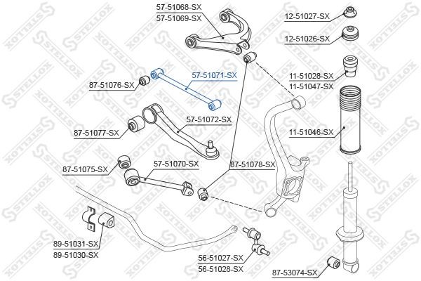 рычаг задней подвески задний нижний!\ Hyundai Sonata EF 98-04 5751071SX STELLOX