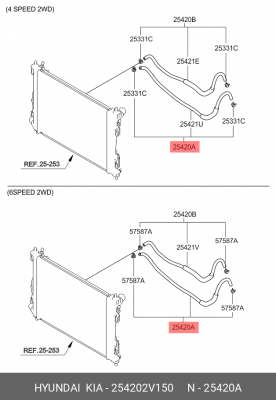 Шланг системы охлаждения масляный 254202V150 HYUNDAI KIA