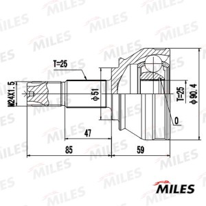 ШРУС наружный ALFA ROMEO 145/146/147/156/SPIDER/FIAT MAREA/PUNTO 1.4-2.0 95- (GK GA20000 MILES