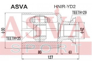 ШРУС ВНУТРЕННИЙ ПРАВЫЙ 35x42x29 (1021602214121201007224, Китай) 12 HNIRYD2 HNIR-YD2 ASVA