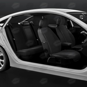 Авточехлы универсальные экокожа-жаккард черные комплект AVTOLIDER UJK310101 AVTO LIDER 1