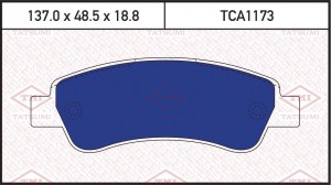 Колодки тормозные дисковые задние CITROEN Jumper 06-PEUGEOT Boxer 06-FIAT Ducato TCA1173 TATSUMI