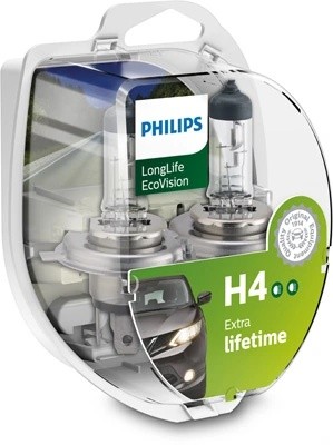 Лампа 12V H4 60/55W P43t бокс (2шт.) Long Life Eco Vision PHILIPS 12342LLECOS2 PHILIPS