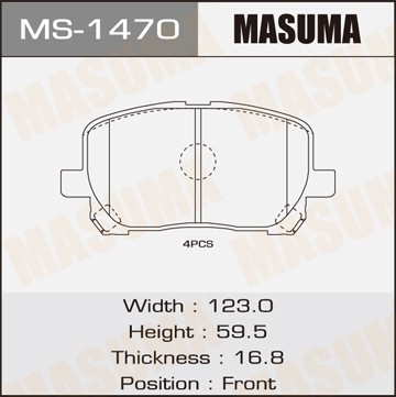 колодки дисковые передние!\ Toyota Avensis Verso 2.0VVT-i/2.0D4-D 01> MS1470 MASUMA