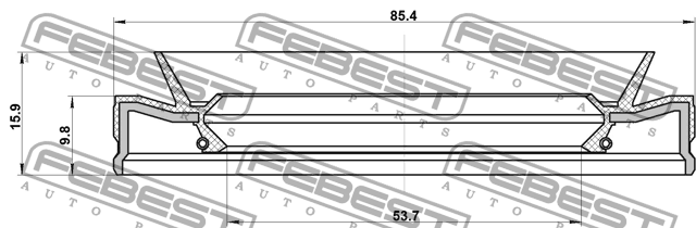 Сальник коробки скоростей 53.7x85.4x9.8x15.9 CADILLAC CTS 2011-2015 95HES-558510 95HES-55851016L FEBEST