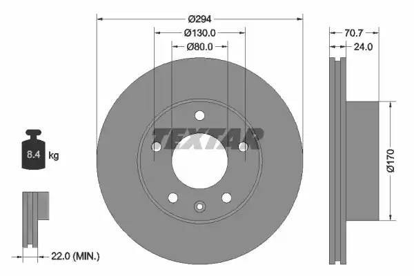 92153400 диск тормозной передний!\ LDV Maxus 2.5CDi 05> 92153400 TEXTAR