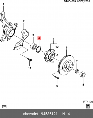 Кольцо стопорное DAEWOO Nexia (95-) CHEVROLET Aveo (03-),Lanos,Spark подшипника  94535121 GENERAL MOTORS