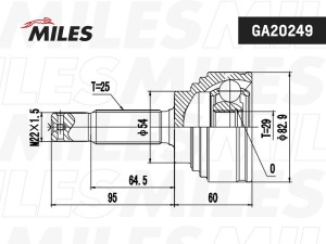 ШРУС наружный MITSUBISHI CARISMA 1.6-1.9TD 96-06 (GKN 303527) GA20249 GA20249 MILES