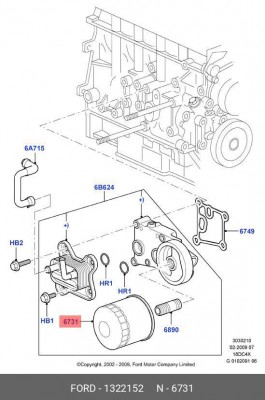 Фильтр масляный FORD Focus (98-04),Transit (83-) (D/TDI) OE 1322152 FORD