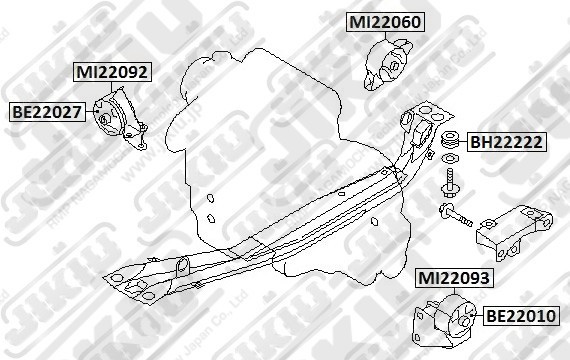 подушка ДВС правая!\ Nissan Sunny B14 1.4/1.6 95-00 MI22092 JIKIU