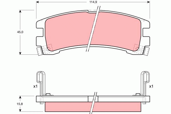 GDB1018 347 02=FDB1029=572234B !колодки дисковые з.\ Nissan Terrano 2.4i/3.0i/2. GDB1018 TRW