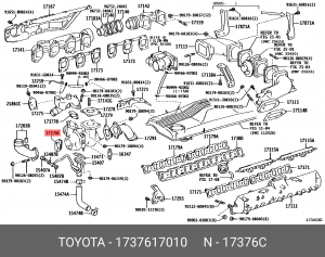Прокладка турбины 17376-17010 17376-17010 TOYOTA