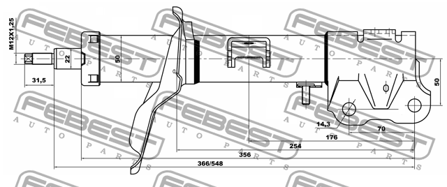 Амортизатор передн левый MITSUBISHI LANCER 08- 04660881FL 04660881FL FEBEST
