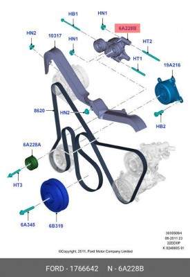 Ролик приводного ремня FORD Transit (06-) натяжителя (сервисная упаковка) OE 1 766 642 FORD