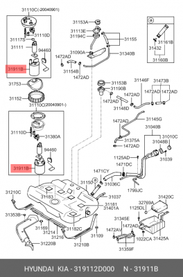 Фильтр топливный HYUNDAI Elantra (00-) OE 319112D000 HYUNDAI KIA