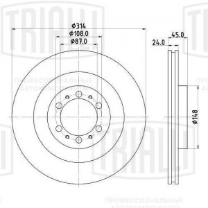 Диск торм. Mitsubishi Pajero Sport (98-)/L200 (01-) 2.5TD перед. d=314 (DF 11740 DF 117403 TRIALLI