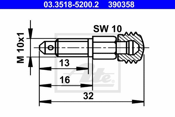 Штуцер VW Golf (93-09),Jetta (97-11),Passat (97-),Polo (02-10) торм. суппорта за 03.3518-5200.2 ATE