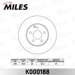 Диск тормозной передний D295мм. MERCEDES W211 200-320 (TRW DF4261) K000188 K000188 MILES