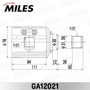 ШРУС внутренний правый MERCEDES BENZ E-CLASS 212/S-CLASS 221 4 MATIC 2004-2013 G GA12021 MILES