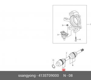 Пыльник ШРУСа SSANGYONG Actyon (06-),Kyron (05-),Actyon Sports(06-),Rexton (06-) 413ST09000 SSANG YONG