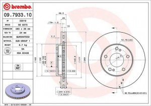 09.7933.10 диск тормозной передний!\ Nissan Maxima QX 2.5 V6 24V/3.0 95-00 09.7933.10 BREMBO