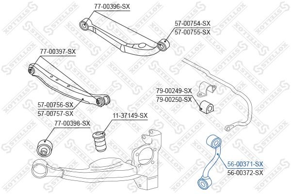 тяга стабилизатора заднего левая!\ Renault Koleos, Nissan Qashqai all 07> 56-00371-SX STELLOX
