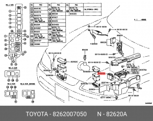 блок предохранителей!\ Toyota 82620-07050 TOYOTA
