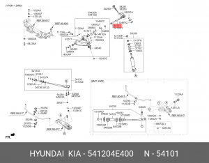 Торсион KIA Bongo3 (16-) (4WD) подвески передней правый OE 541204E400 HYUNDAI KIA