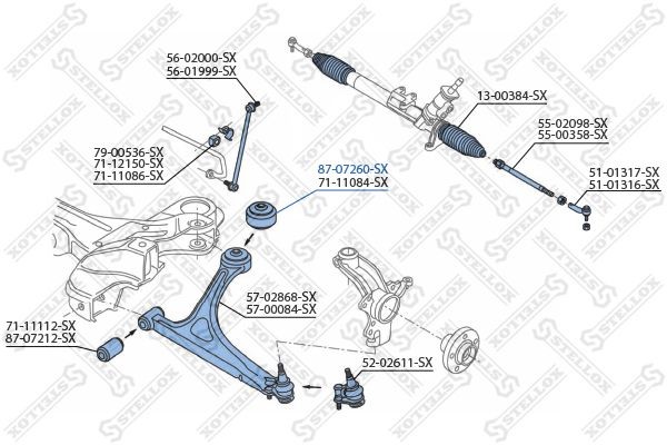 сайлентблок рычага зад.!\ Audi A3/TT, VW Golf 98> 87-07260-SX STELLOX
