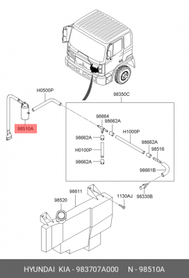 Насос омывателя HYUNDAI HD160,170,260,270,450 OE 983707A000 HYUNDAI KIA