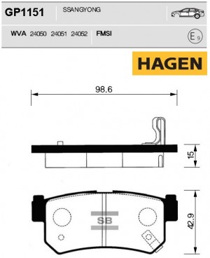 Колодки задние SSANGYONG ACTYON II 12- GP1151 GP1151 SANGSIN