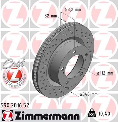 диск тормозной !Sport перед. 340x32/83-5x150 \ Toyota Land Cruiser 200 4.7/4.5D  590.2816.52 ZIMMERMANN