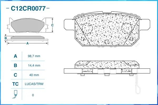 Тормозные колодки задние Low Metallic C12CR0077 C12CR0077 CWORKS