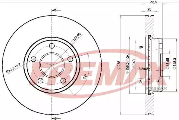 диск тормозной передний! 15' wheel\ Ford Focus II/C-Max, Volvo S40/V50 1.6-2.4 0 BD3963 FREMAX
