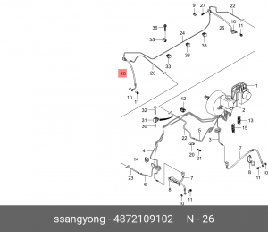 Шланг тормозной SSANGYONG Kyron (05-),Rexton (06-) задний правый (multi-link) OE 4872109102 SSANG YONG