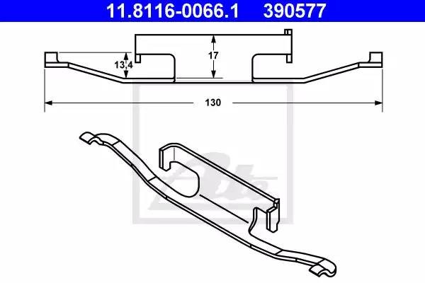ремк-т торм.колодок задних!\ BMW E81/E88/E82/E90/E46/E36/E30/X1/E34 88> 11.8116-0066.1 ATE
