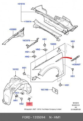 клипса крепления подкрылка!\ Ford S-MAX/ Galaxy 06> /Mondeo 07> 1 355 094 FORD