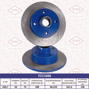 Диск тормозной задний VW Golf/Corrado/Jetta/Passat/Polo/Scirocco/Vento 80- TCC10 TCC1006 TATSUMI