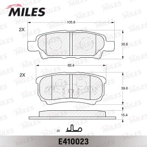 Колодки тормозные задние (без датчика) (Смесь Low-Metallic) MITSUBISHI LANCER IX E410023 MILES