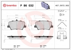 Колодки тормозные дисковые P86032 P86032 BREMBO