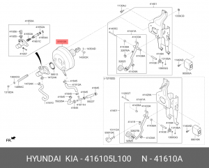 Усилитель вакуумный HYUNDAI HD65,78 (09-) дв.D4GA сцепления OE 416105L100 HYUNDAI KIA