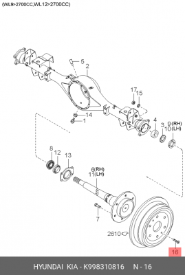 ВИНТ М6/SCREW K9983-10816 K998310816 HYUNDAI KIA