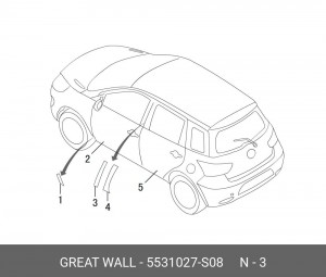 5531027-S08 НАКЛЕЙКА ПЕРЕДНЕЙ ЛЕВОЙ ДВЕРИ ВЕРТИКАЛЬНАЯ HOVER M4 5531027S08 GREAT WALL